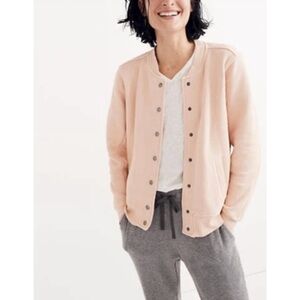 Madewell Miles blush pink bomber jacket with snaps and two pockets